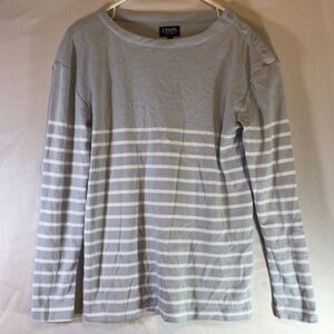 Chaps Women’s Large Striped Long Sleeve Top Coastal Preppy Nautical Classic